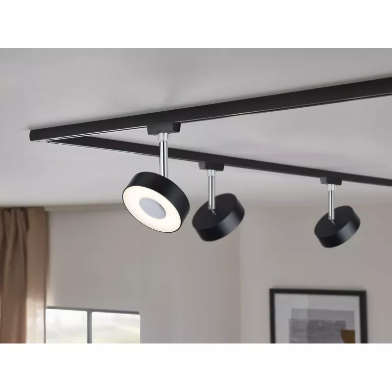 URail Spot sur rail Circle 200lm 5W 2700K gradable 230V Noir mat