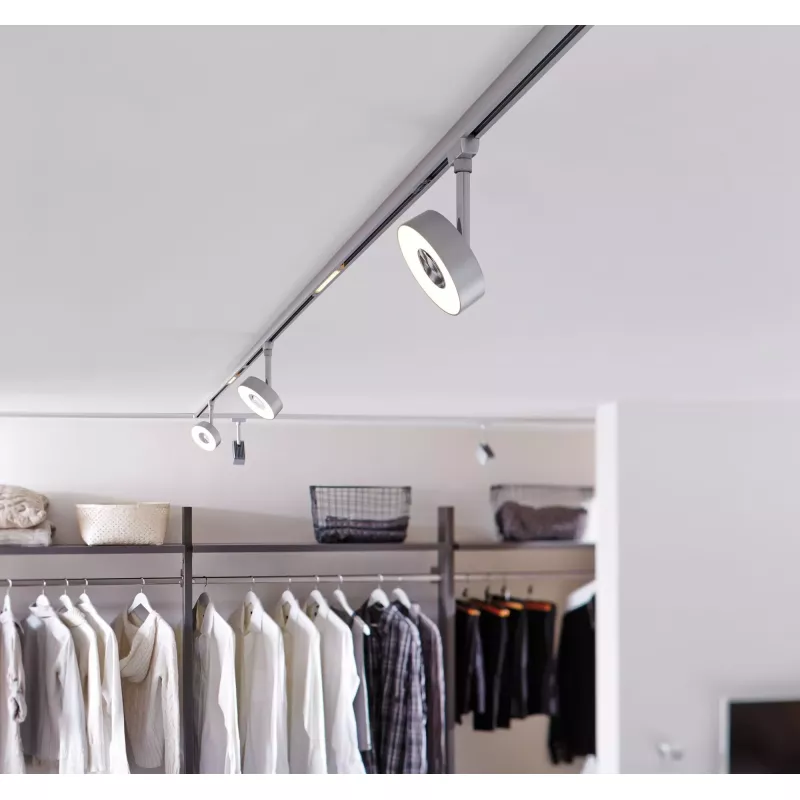 Foco circular para riel URail, 200 lm, 5 W, color blanco, con interruptor, 230 V.
