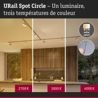 URail Schienenstrahler, rund, 220 lm, 5 W, dimmbar, 2700–4000 K, 230 V, matt verchromt - système d'accrochage et décoration - détail 6