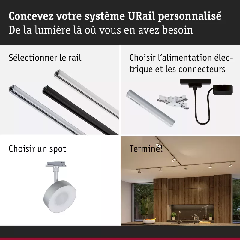 URail Spot sur rail Circle 220lm 5W 2700 - 4000K gradable 230V Chrome mat