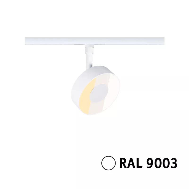 URail Gleisstrahler, rund, 250 lm, 5 W, dimmbar, 2700–4000 K, 230 V, Signalweiß