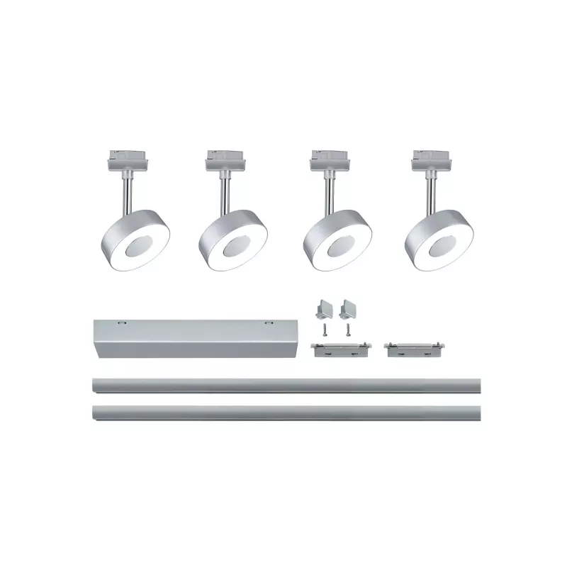 Foco para riel URail Circle Basic Kit 4x222lm 4x5.3W 2700K 230V Cromo mate, Cromo