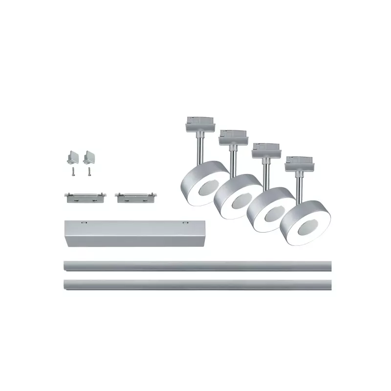 Foco para riel URail Circle Basic Kit 4x222lm 4x5.3W 2700K 230V Cromo mate, Cromo