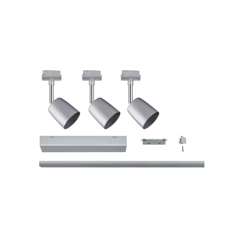 URail Track spotlight Cover Basic kit GU10 max. 3x10W dimmable 230V Matt chrome, Chrome