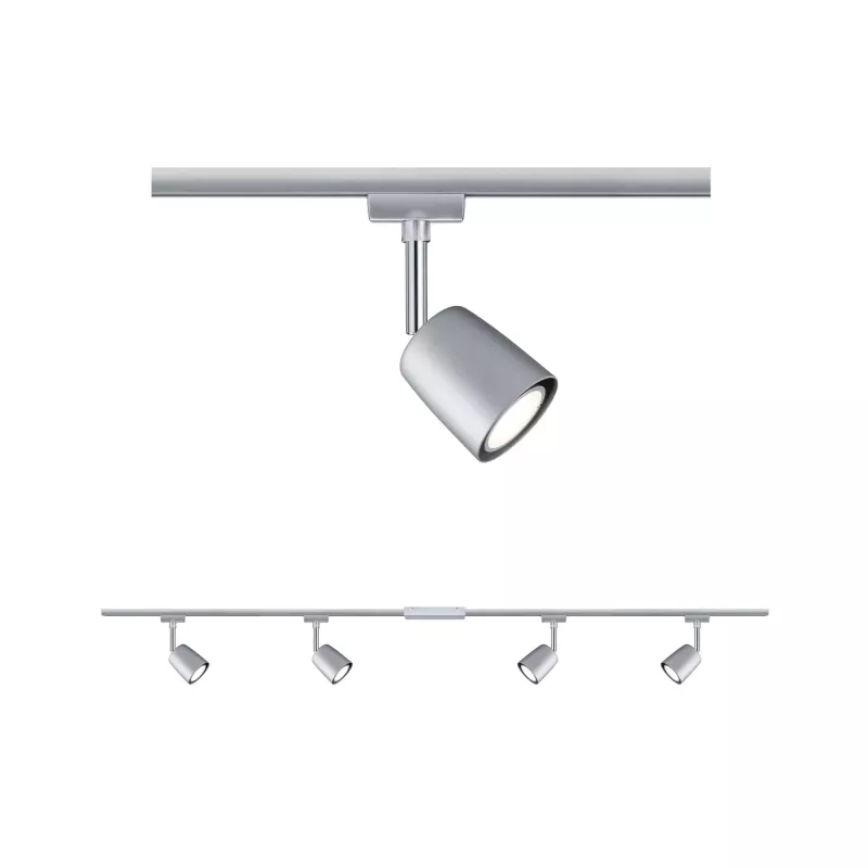 URail Spot sur rail Cover Kit de base GU10 max. 4x10W gradable 230V Chrome mat, Chrome