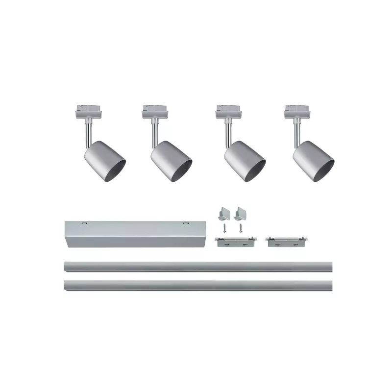 URail Spot sur rail Cover Kit de base GU10 max. 4x10W gradable 230V Chrome mat, Chrome