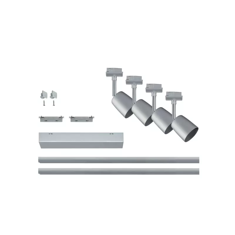 Kit básico de cubierta para foco de riel URAil GU10 máx. 4x10W regulable 230V Cromo mate, Cromo