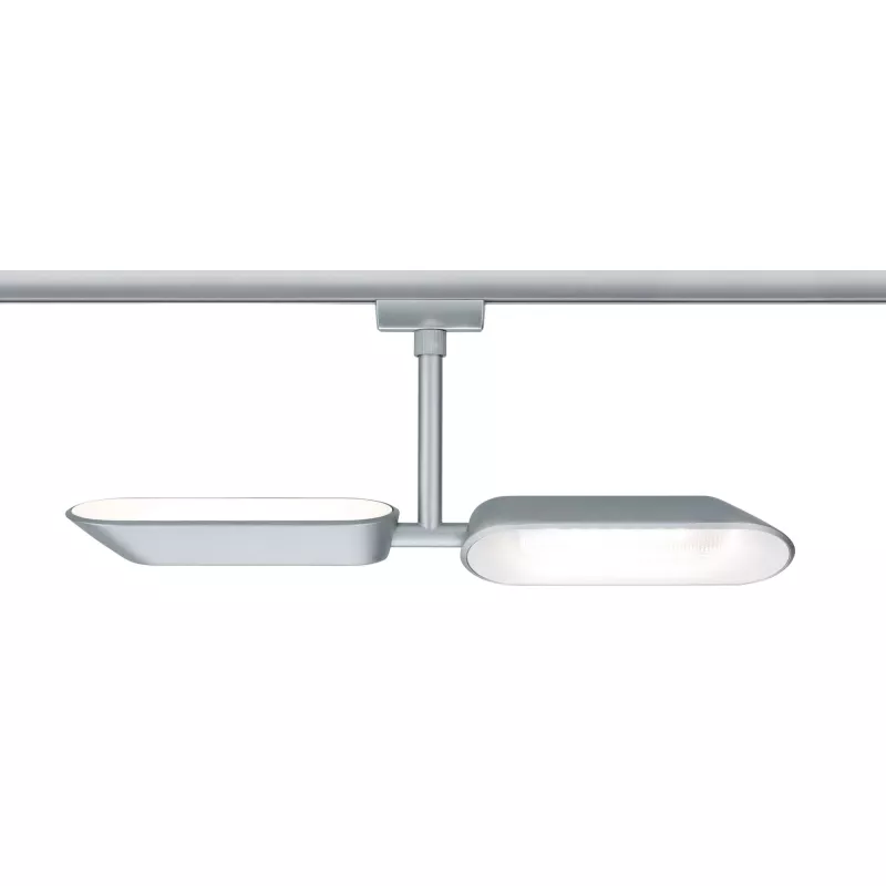 URail Track spotlight Dipper Individual spotlight 2x650lm 2x8W 2700K dimmable 230V Matt chrome, White