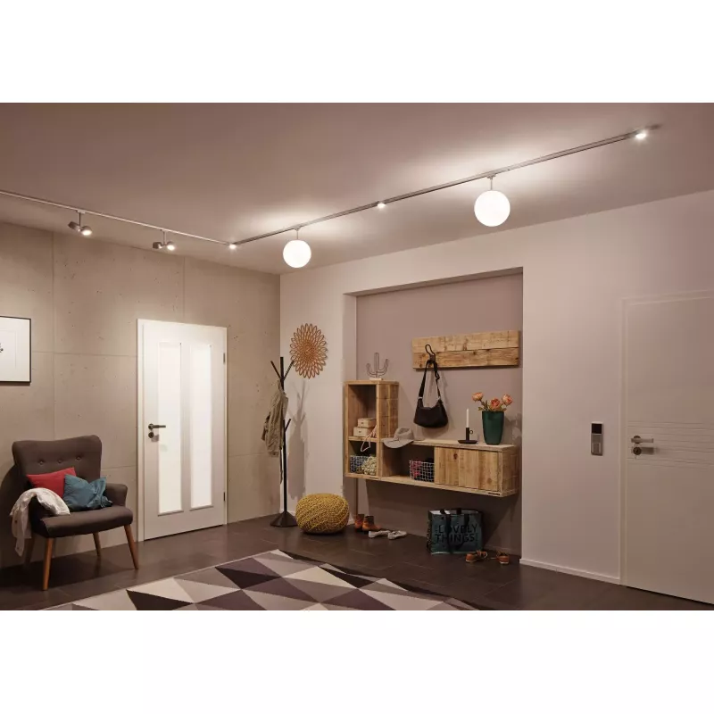 URail Schienenstrahler, Leuchte, E14, max. 10 W, dimmbar, 230 V, mattchrom, opal