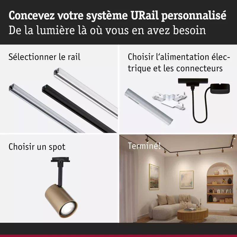 URail Spot sur rail Luxe GU10 max. 10W gradable 230V