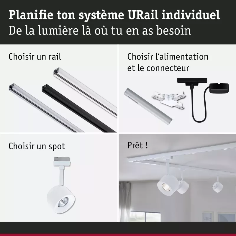 URail Track spotlight Pane 650lm 7.4W 3000K dimmable 230V Signal white