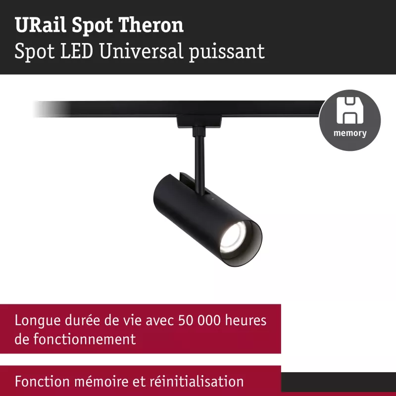 URail Spot sur rail Theron Spot individuel 1100lm 11W 4000K gradable 230V