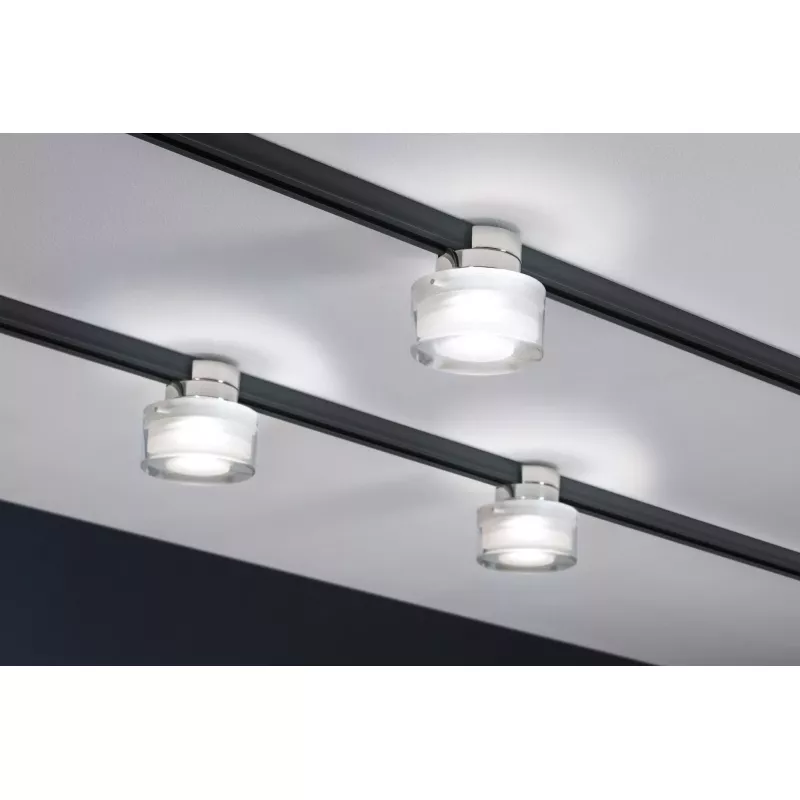 Foco individual URail Spot para riel Topa Dot, 350 lm, 4,9 W, 4000 K, regulable, 230 V, acabado cromado, transparente y satinado