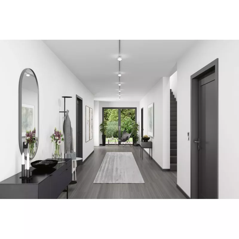 Foco individual URail Spot para riel Topa Dot, 350 lm, 4,9 W, 4000 K, regulable, 230 V, acabado cromado, transparente y satinado