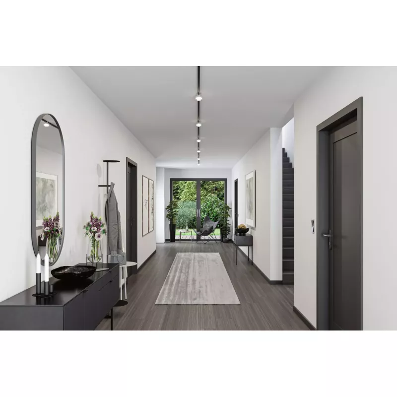 Foco individual URail Spot para riel Topa Dot, 350 lm, 4,9 W, 4000 K, regulable, 230 V, acabado cromado, transparente y satinado
