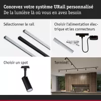 URail Spot sur rail Tubo Spot individuel 200lm 4W 2700 - 4000K 230V Noir mat - système d'accrochage et décoration - détail 8