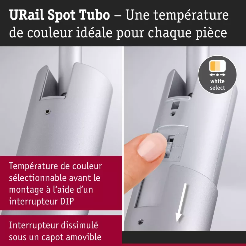 URail Track spotlight Tubo Individual spotlight 300lm 4W 2700 - 4000K 230V Matt chrome