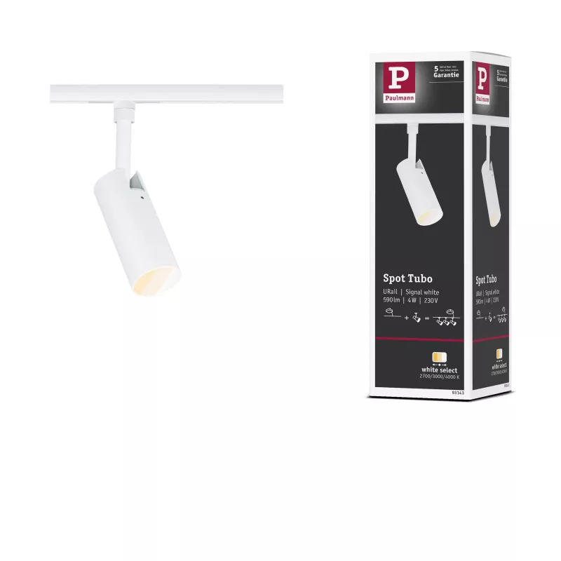 URail Track spotlight Tubo Individual spotlight 320lm 4W 2700 - 4000K 230V Signal white