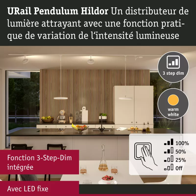 URail Suspension 3-Step-Dim Hildor 850lm 15W 3000K dimmable 230V Signal white