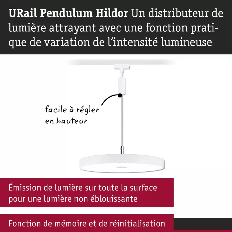 URail Pendelleuchte Hildor, 3-stufig dimmbar, 850 lm, 15 W, 3000 K, 230 V, weiß