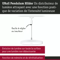 URail Pendelleuchte Hildor, 3-stufig dimmbar, 850 lm, 15 W, 3000 K, 230 V, weiß - système d'accrochage et décoration - détail 5