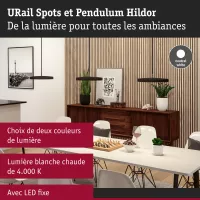 URail Pendelleuchte Hildor, 3-stufig dimmbar, 850 lm, 15 W, 4000 K, 230 V, matt schwarz - système d'accrochage et décoration - détail 4
