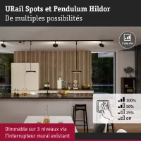 URail Suspension 3-Step-Dim Hildor 850lm 15W 4000K gradable 230V Noir mat - système d'accrochage et décoration - détail 5