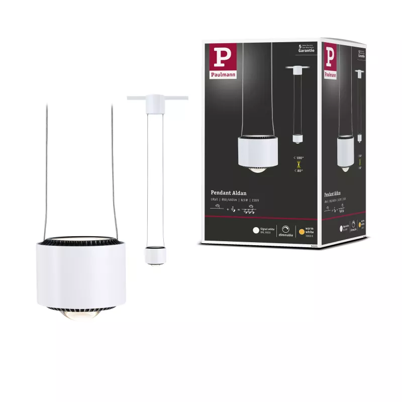 URail Pendant Lamp Aldan 750lm 8.5W 3000K dimmable 230V Signal white