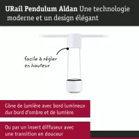 URail Pendant Lamp Aldan 750lm 8.5W 4000K dimmable 230V Signal white - système d'accrochage et décoration - détail 5