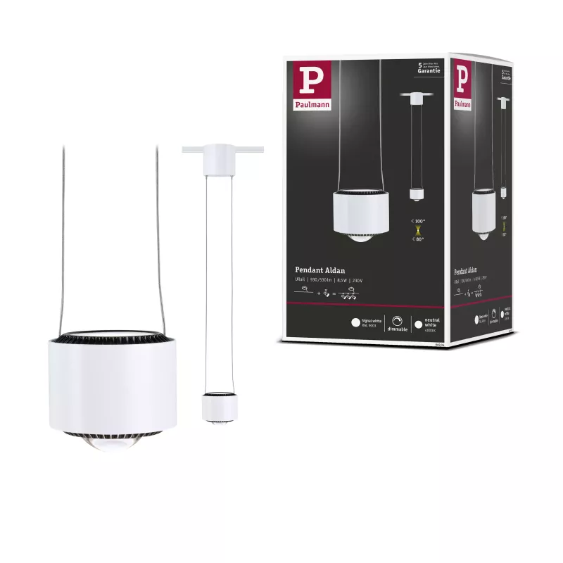 URail Pendant Lamp Aldan 750lm 8.5W 4000K dimmable 230V Signal white