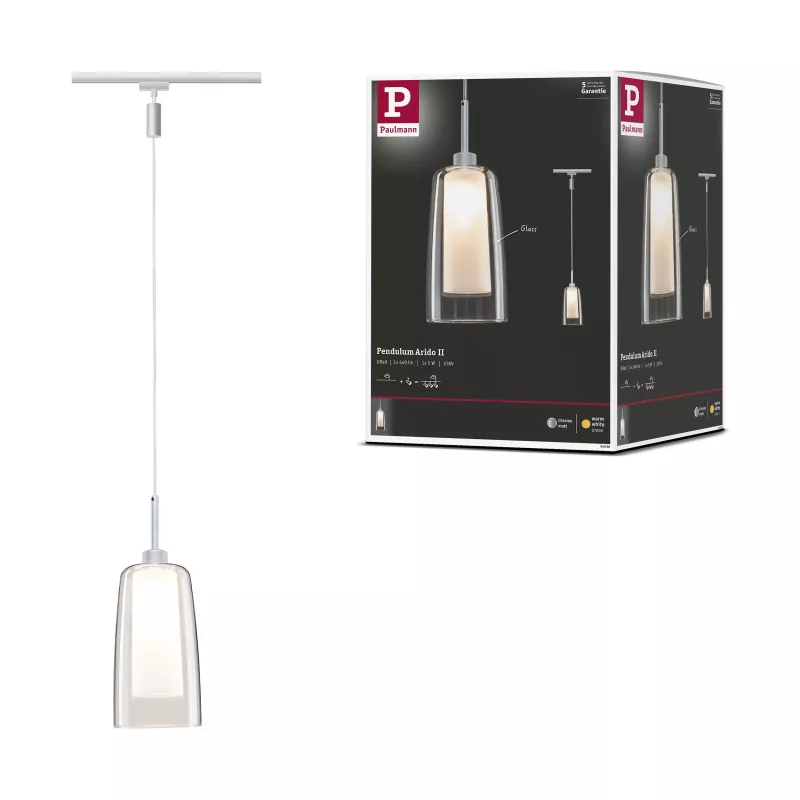 URail Suspension Arido II GU10 560lm 5W 2700K 230V Chrome mat, Clair, Satiné