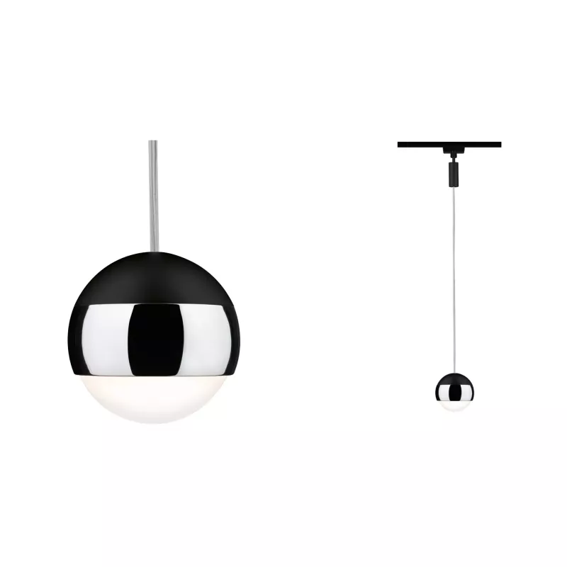 Lámpara de suspensión URail Capsule II, 400 lm, 6,3 W, 2700 K, regulable, 230 V, color negro mate y cromo.