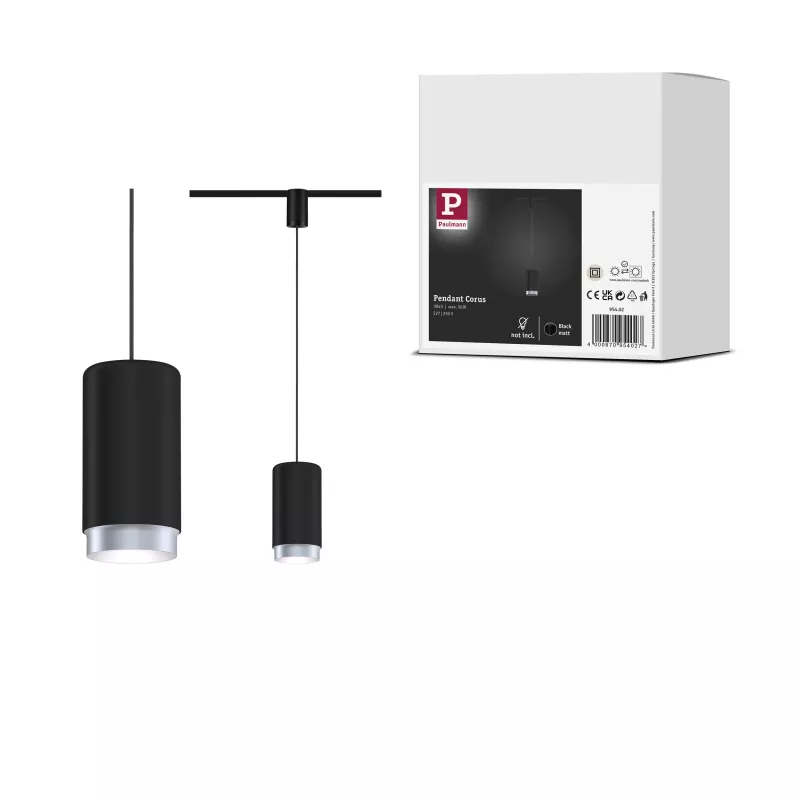 URail Pendant Lamp Corus E27 max. 50W dimmable 230V Black