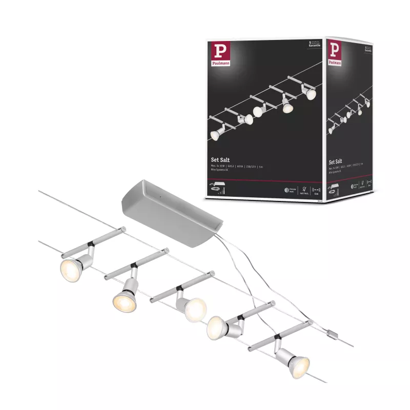 Kit básico del sistema de cable CorDuo Salt GU5.3 máx. 5x10W 230/12V PAULMANN 40 - Cimaise Tableau 