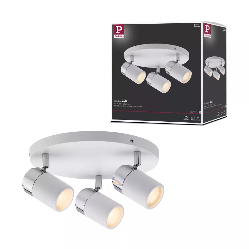 Spotlight Zyli IP44 GU10 230V max. 3x10W gradable PAULMANN 23 - Cimaise Tableau 