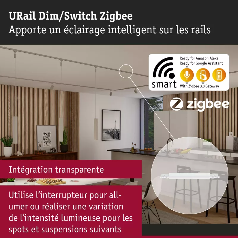 Adaptador de carril URail Zigbee 3.0 Dimm/Switch 240x21mm máx.