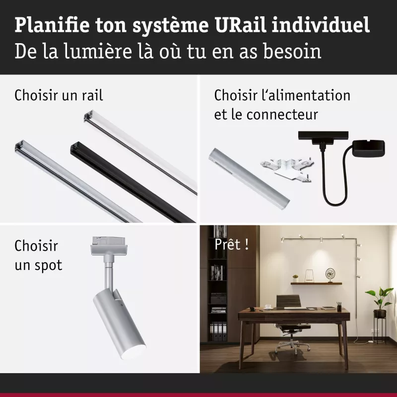 Cable de alimentación URAil con interruptor, 2,4 m máx. PAULMANN 36 - Cimaise Tableau 