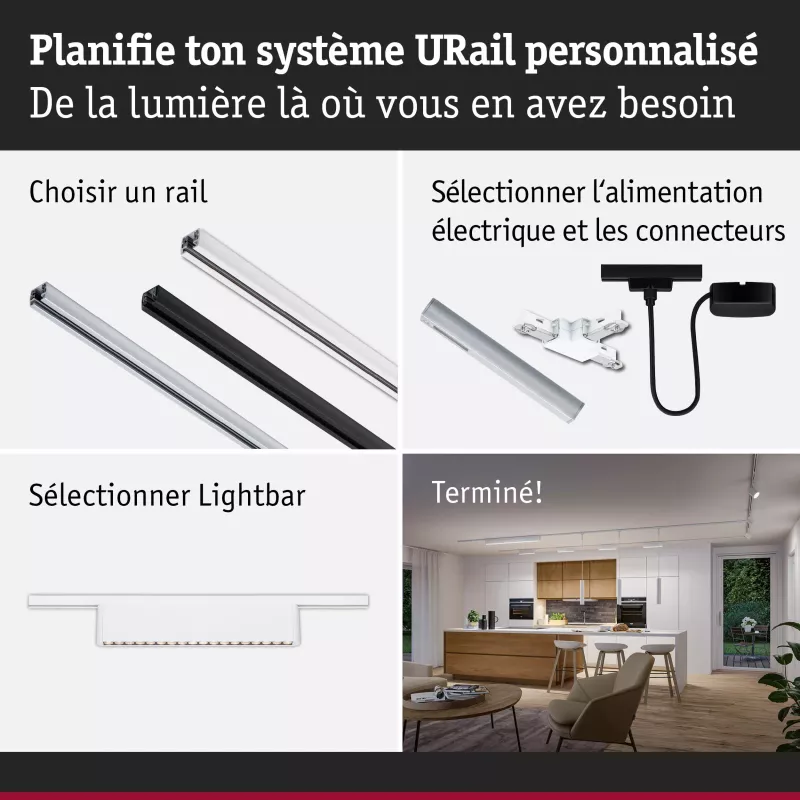URail Lightbar 3-Step-Dim Zelos 1100lm 10W 4000K gradable 230V PAULMANN 31 - Cimaise Tableau 