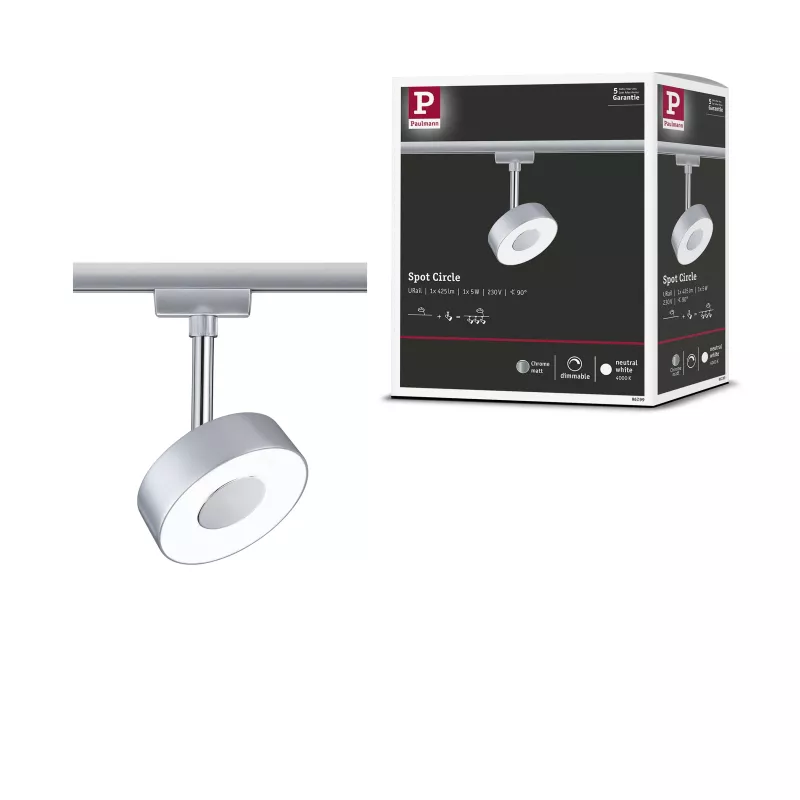 URail Track spotlight Circle 270lm 5W 4000K dimmable 230V