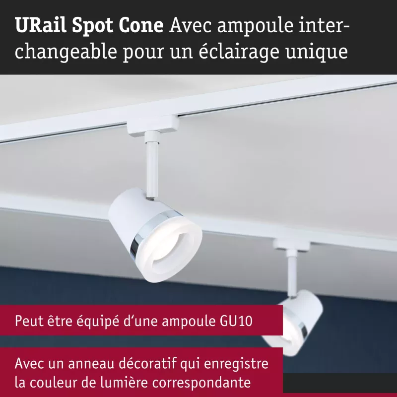 URail Spot sur rail Cone Spot individuel GU10 max. 10W gradable 230V PAULMANN 35 - Cimaise Tableau 