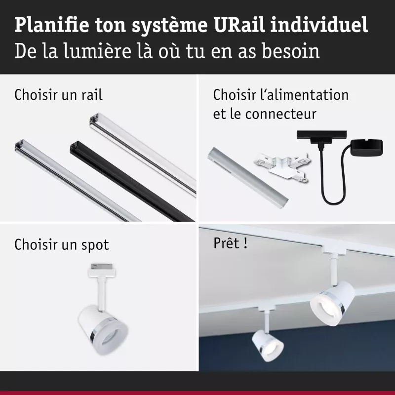 URail Spot sur rail Cone Spot individuel GU10 max. 10W gradable 230V PAULMANN 37 - Cimaise Tableau 
