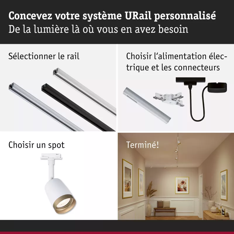 URail Spot sur rail Cover Spot individuel GU10 max. 10W 230V
