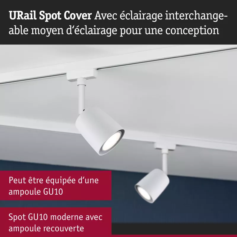 URail Schienen-Scheinwerferabdeckung, Einzelplatz GU10, max. 10 W, dimmbar, 230 V PAULMANN 36 - Cimaise Tableau 