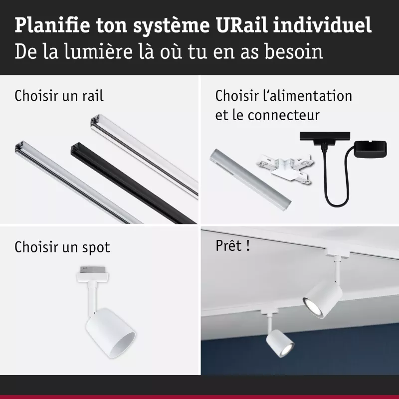 URail Spot sur rail Cover Spot individuel GU10 max. 10W gradable 230V PAULMANN 38 - Cimaise Tableau 