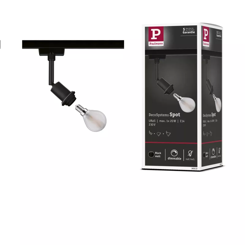 Foco para riel URAil Foco individual básico DecoSystems E14 máx. 20W regulable 230V PAULMANN 34 - Cimaise Tableau 