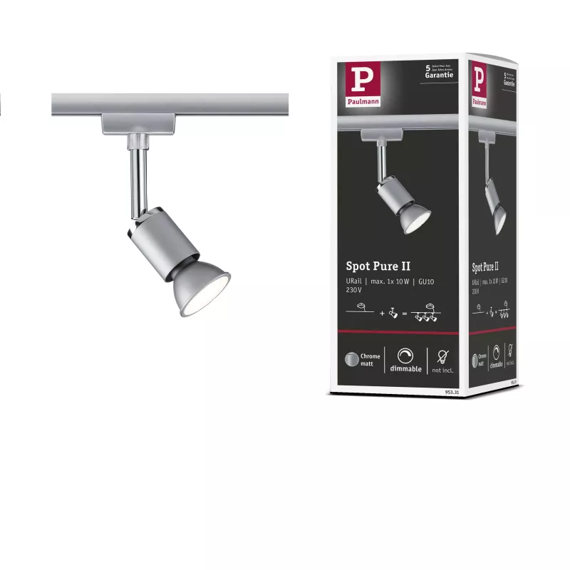 URail Spot sur rail Pure II Spot individuel GU10 max. 10W gradable 230V PAULMANN 29 - Cimaise Tableau 