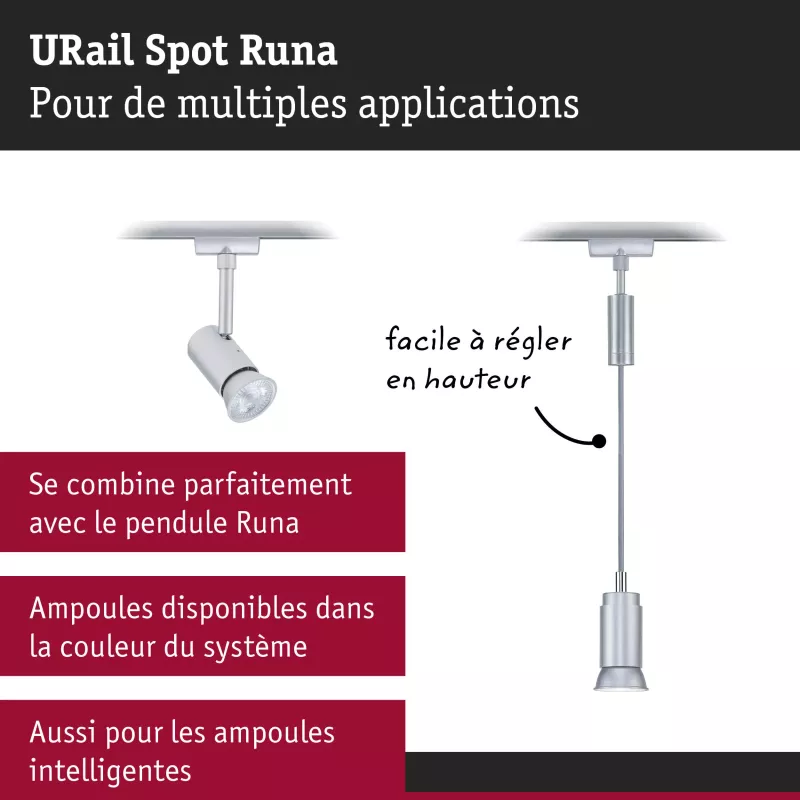 URail Schienenstrahler Runa Einzelstrahler GU10 max. 10W dimmbar 230V