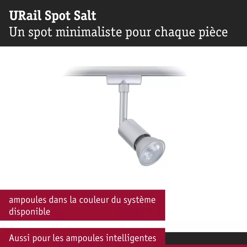 URail Spot sur rail Salt Spot individuel GU10 max. 10W gradable 230V PAULMANN 40 - Cimaise Tableau 