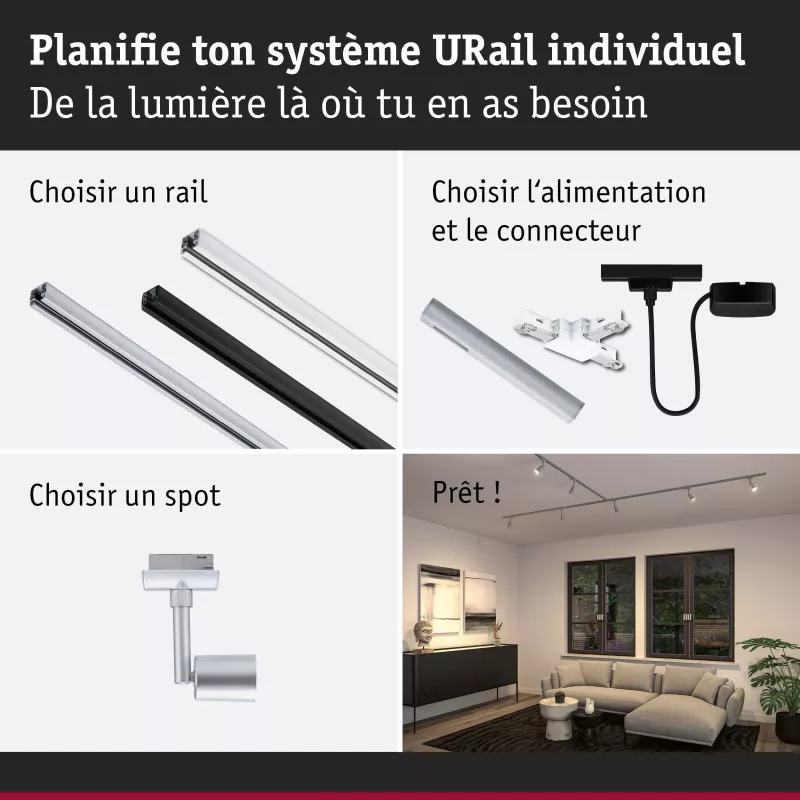 Foco para riel URail Salt Spot individual GU10 máx. 10W regulable 230V PAULMANN 41 - Cimaise Tableau 