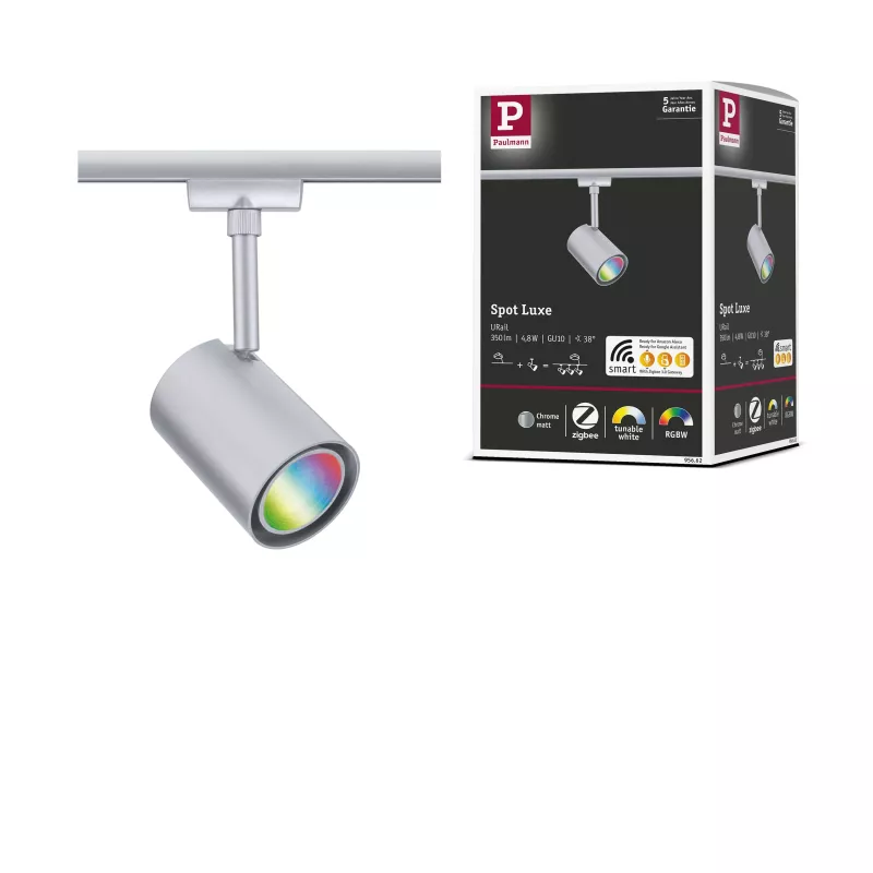 URail Spot sur rail Smart Home Zigbee 3.0 Luxe GU10 350lm 4,8W RGBW+ gradable 230V